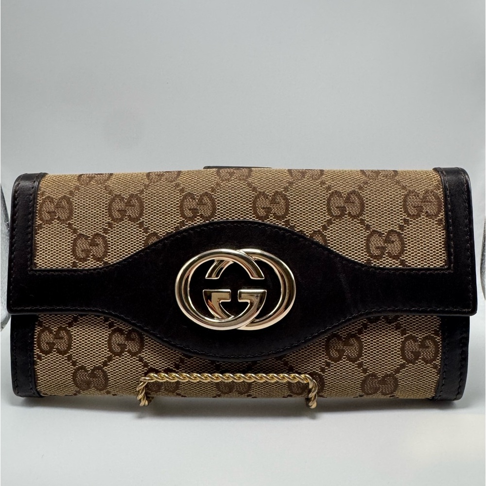 Gucci brown GG canvas long wallet